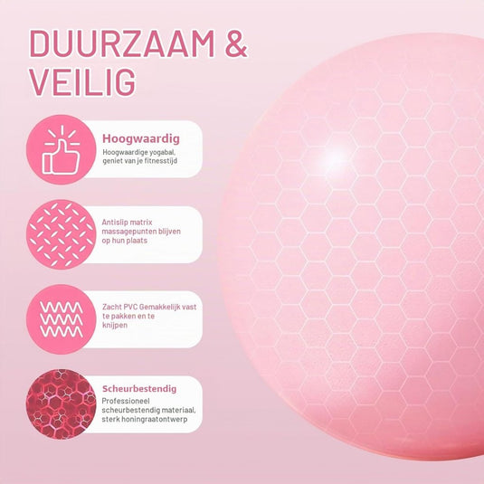 Mini pilatesbal 25 cm van antislip PVC voor yoga balans en buikspiertraining met opblaasslang – oefenbal – core training - happygetfit.com