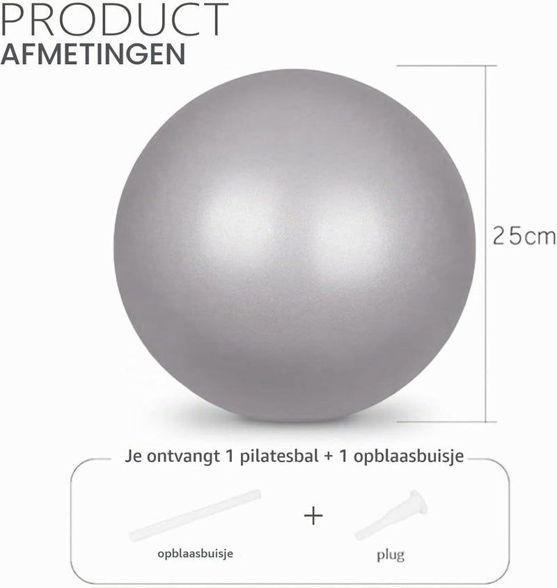 Carica l’immagine nel visualizzatore della galleria, Mini pilatesbal 25 cm van antislip PVC voor yoga balans en buikspiertraining met opblaasslang – oefenbal – core training - happygetfit.com
