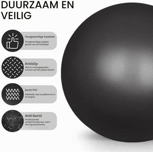 Mini pilatesbal 25 cm van antislip PVC voor yoga balans en buikspiertraining met opblaasslang – oefenbal – core training - happygetfit.com