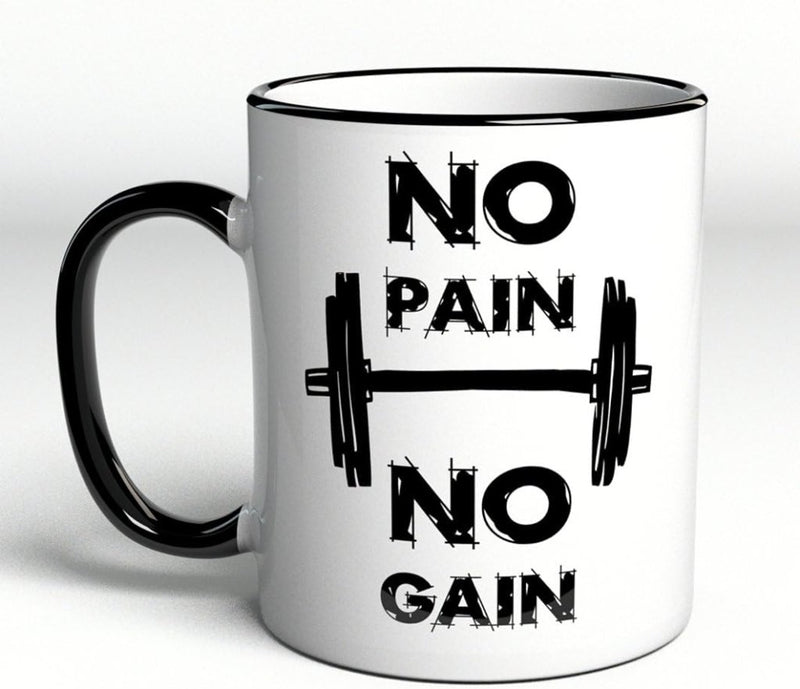 Laad afbeelding in Galerijviewer, Mok met spreuk/opschrift &quot;No Pain No Gain&quot; - happygetfit.com
