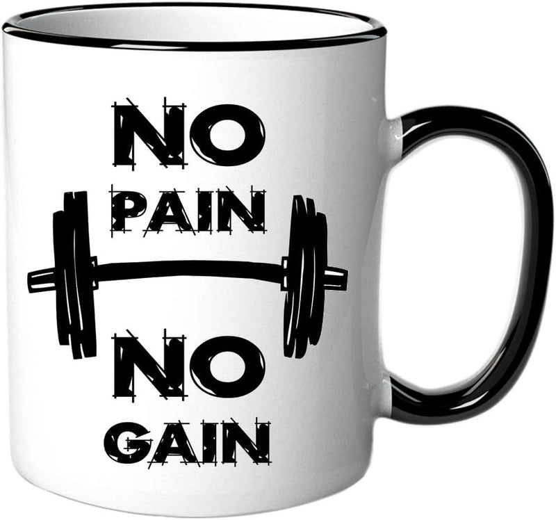 Laad afbeelding in Galerijviewer, Mok met spreuk/opschrift &quot;No Pain No Gain&quot; - happygetfit.com
