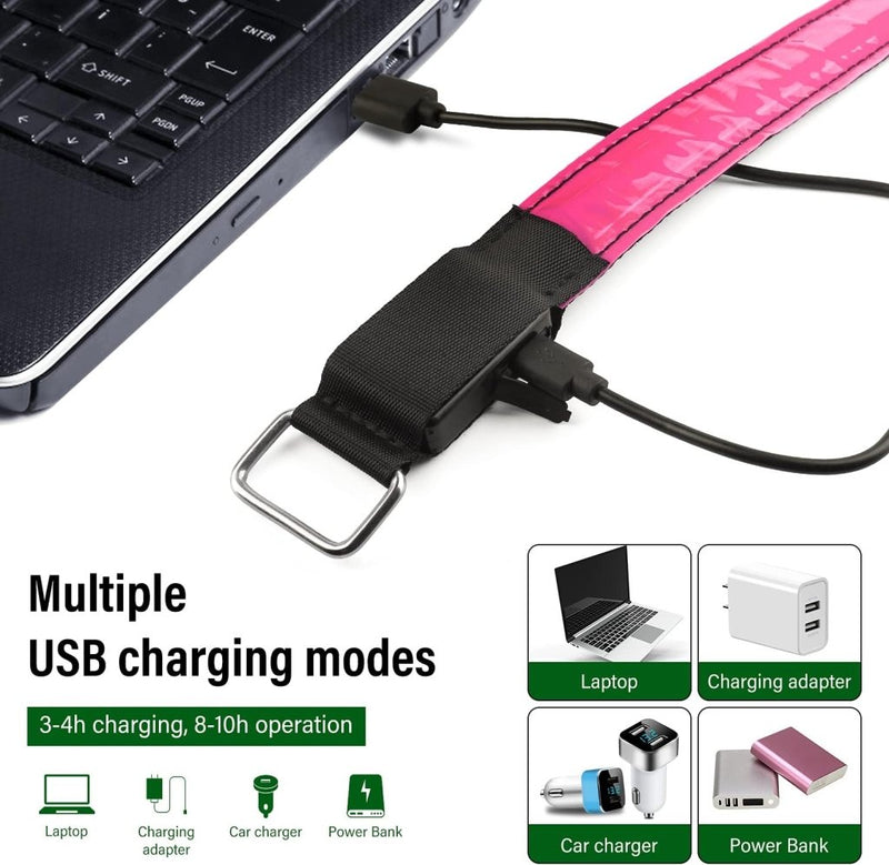 Laad afbeelding in Galerijviewer, MOLBORY Led-armband, USB, 4 stuks, reflecterende ledband, lichtband, voor kinderen, reflecterende band, licht voor joggen, hardlopen, sport - happygetfit.com

