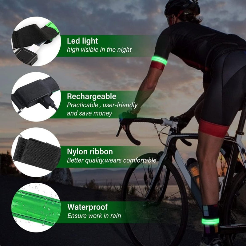 Laad afbeelding in Galerijviewer, MOLBORY Led-armband, USB, 4 stuks, reflecterende ledband, lichtband, voor kinderen, reflecterende band, licht voor joggen, hardlopen, sport - happygetfit.com

