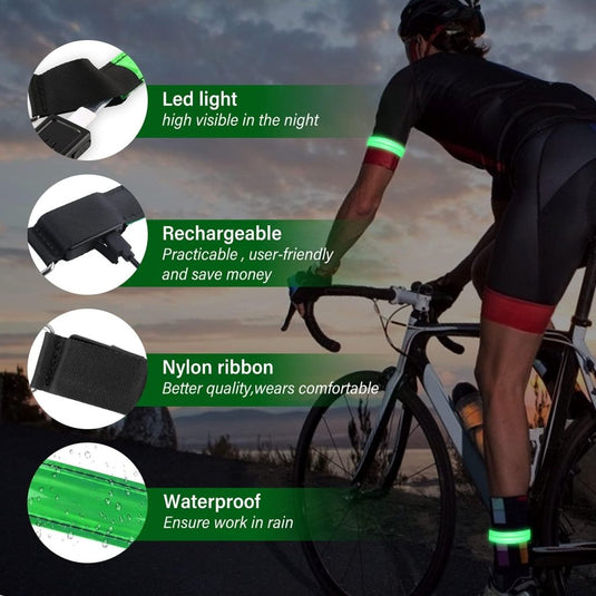 MOLBORY Led-armband, USB, 4 stuks, reflecterende ledband, lichtband, voor kinderen, reflecterende band, licht voor joggen, hardlopen, sport - happygetfit.com