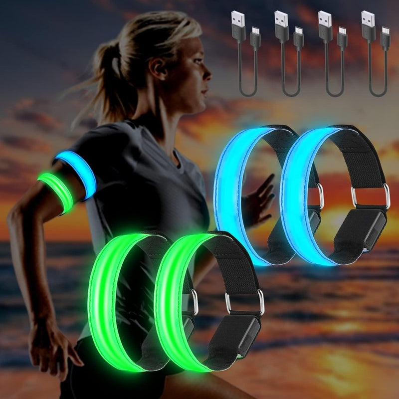 Laad afbeelding in Galerijviewer, MOLBORY Led-armband, USB, 4 stuks, reflecterende ledband, lichtband, voor kinderen, reflecterende band, licht voor joggen, hardlopen, sport - happygetfit.com
