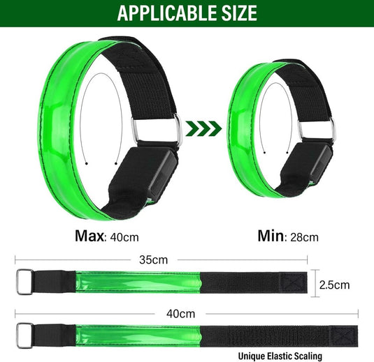 MOLBORY Led-armband, USB, 4 stuks, reflecterende ledband, lichtband, voor kinderen, reflecterende band, licht voor joggen, hardlopen, sport - happygetfit.com