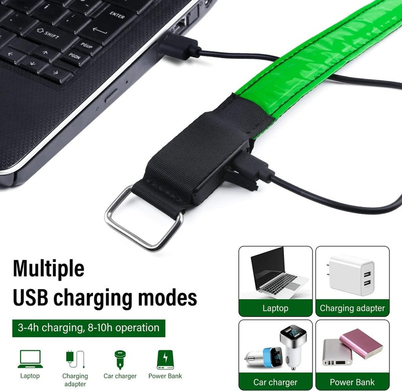 Laad afbeelding in Galerijviewer, MOLBORY Led-armband, USB, 4 stuks, reflecterende ledband, lichtband, voor kinderen, reflecterende band, licht voor joggen, hardlopen, sport - happygetfit.com
