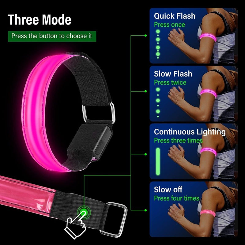 Laad afbeelding in Galerijviewer, MOLBORY Led-armband, USB, 4 stuks, reflecterende ledband, lichtband, voor kinderen, reflecterende band, licht voor joggen, hardlopen, sport - happygetfit.com
