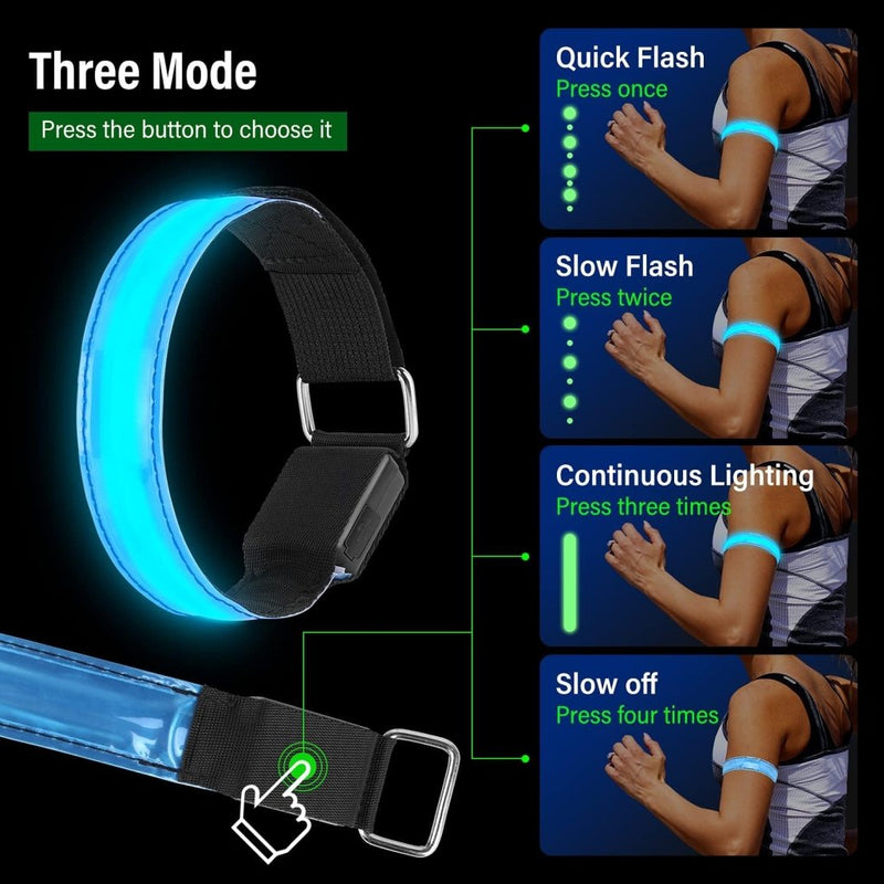 Laad afbeelding in Galerijviewer, MOLBORY Led-armband, USB, 4 stuks, reflecterende ledband, lichtband, voor kinderen, reflecterende band, licht voor joggen, hardlopen, sport - happygetfit.com
