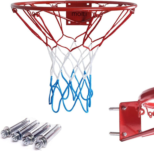 molti Basketbalkorf, wandmontage, diameter 37 cm, basketbalring met ring en net, voor binnen en buiten - happygetfit.com