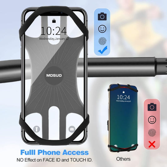 MOSUO Universele telefoonhouder voor fiets, siliconen, 360 graden draaiend, voor smartphones van 4,5-7,0 inch - happygetfit.com