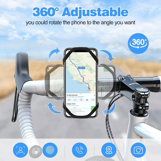 MOSUO Universele telefoonhouder voor fiets, siliconen, 360 graden draaiend, voor smartphones van 4,5-7,0 inch - happygetfit.com