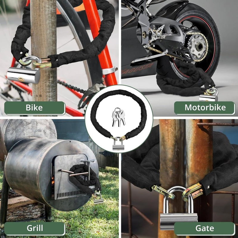 Chargez l'image dans la visionneuse de la galerie, Motorkettingslot 120 cm 10 mm met U-slot zwart - happygetfit.com
