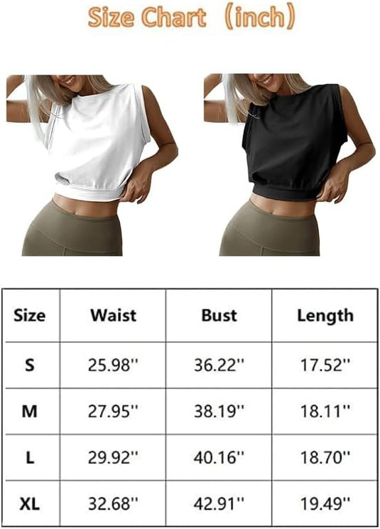 Mouwloze crop sporttop dames losse pasvorm - happygetfit.com