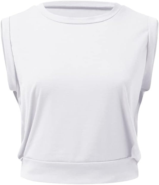 Mouwloze crop sporttop dames losse pasvorm - happygetfit.com