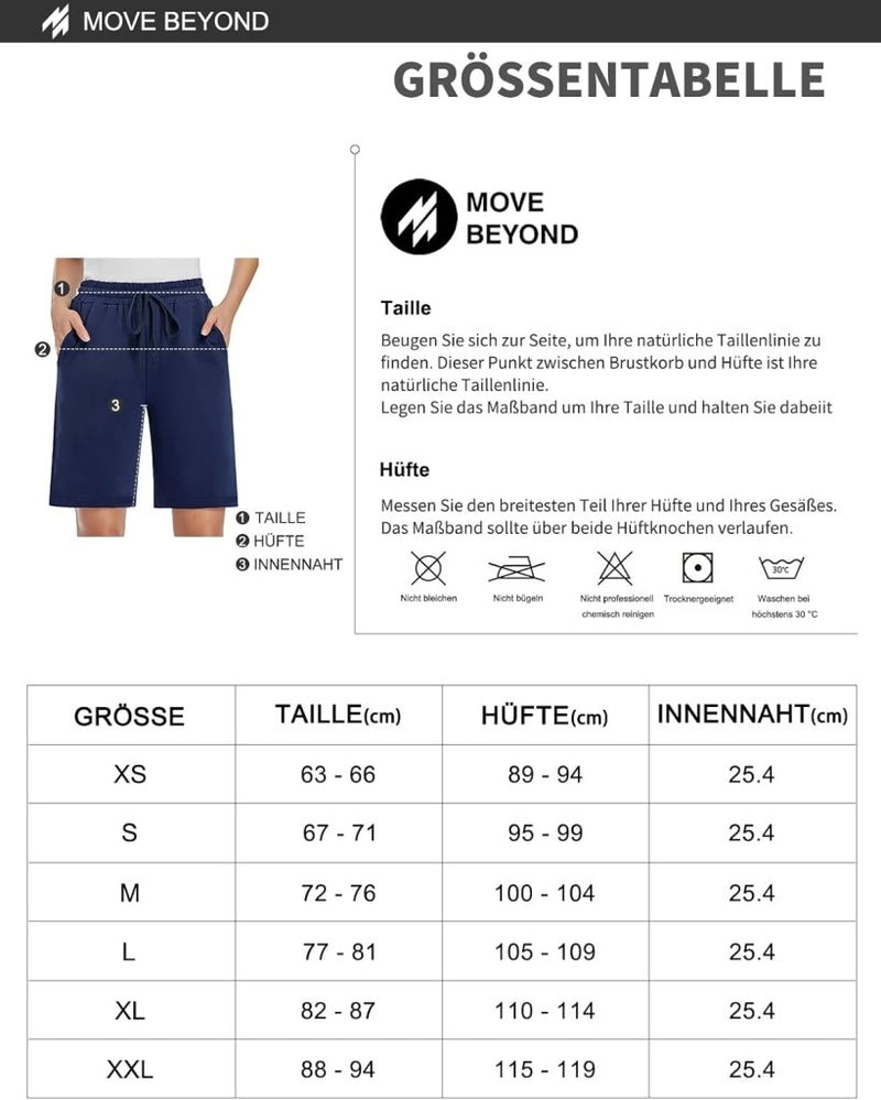 Laad afbeelding in Galerijviewer, MOVE BEYOND Bermudashort voor dames, 36 cm lang, 3 zakken, atletische yoga, gym, sweatshorts met trekkoord, lounge, slaapshorts - happygetfit.com
