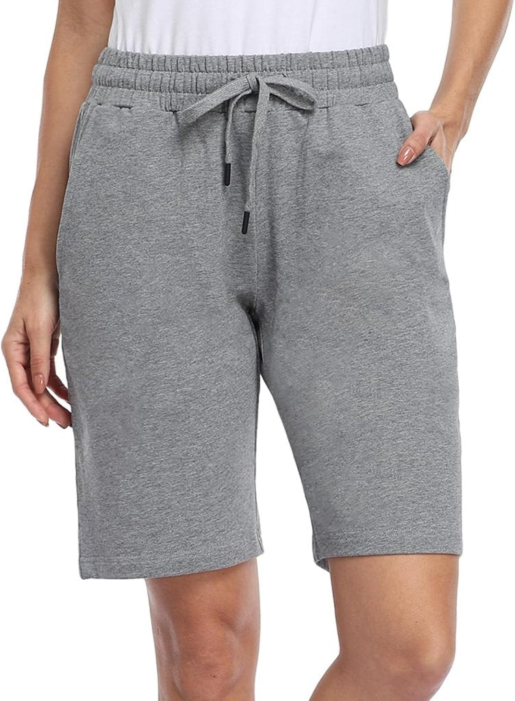 Laad afbeelding in Galerijviewer, MOVE BEYOND Bermudashort voor dames, 36 cm lang, 3 zakken, atletische yoga, gym, sweatshorts met trekkoord, lounge, slaapshorts - happygetfit.com
