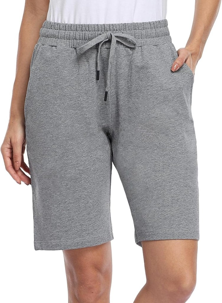 Laad afbeelding in Galerijviewer, MOVE BEYOND Bermudashort voor dames, 36 cm lang, 3 zakken, atletische yoga, gym, sweatshorts met trekkoord, lounge, slaapshorts - happygetfit.com

