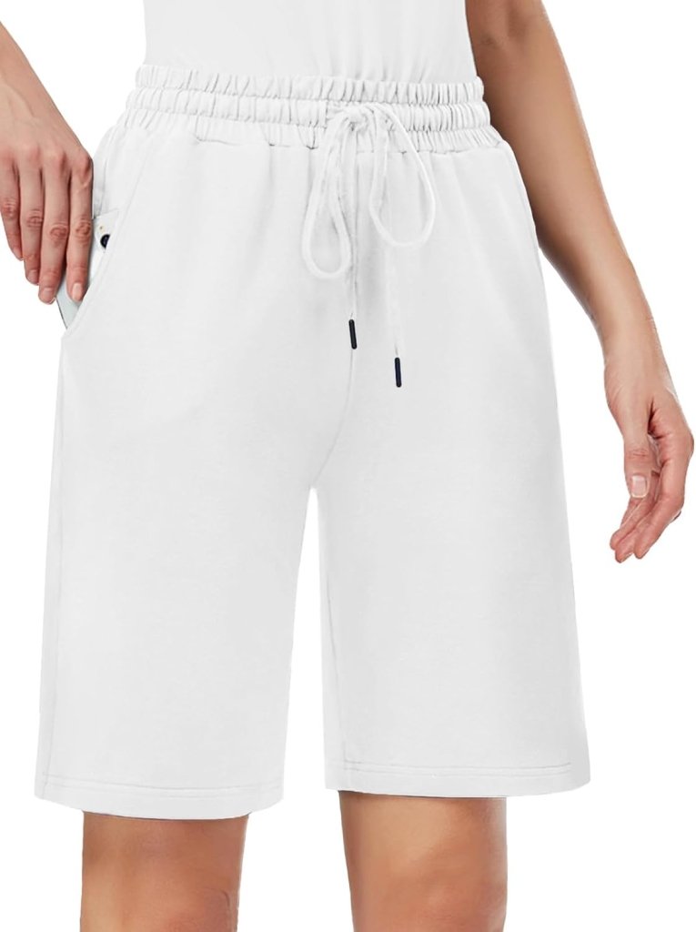 Laad afbeelding in Galerijviewer, MOVE BEYOND Bermudashort voor dames, 36 cm lang, 3 zakken, atletische yoga, gym, sweatshorts met trekkoord, lounge, slaapshorts - happygetfit.com
