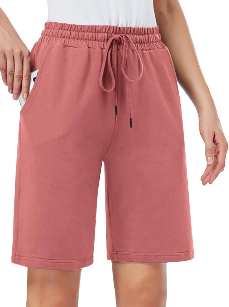 Laad afbeelding in Galerijviewer, MOVE BEYOND Bermudashort voor dames, 36 cm lang, 3 zakken, atletische yoga, gym, sweatshorts met trekkoord, lounge, slaapshorts - happygetfit.com
