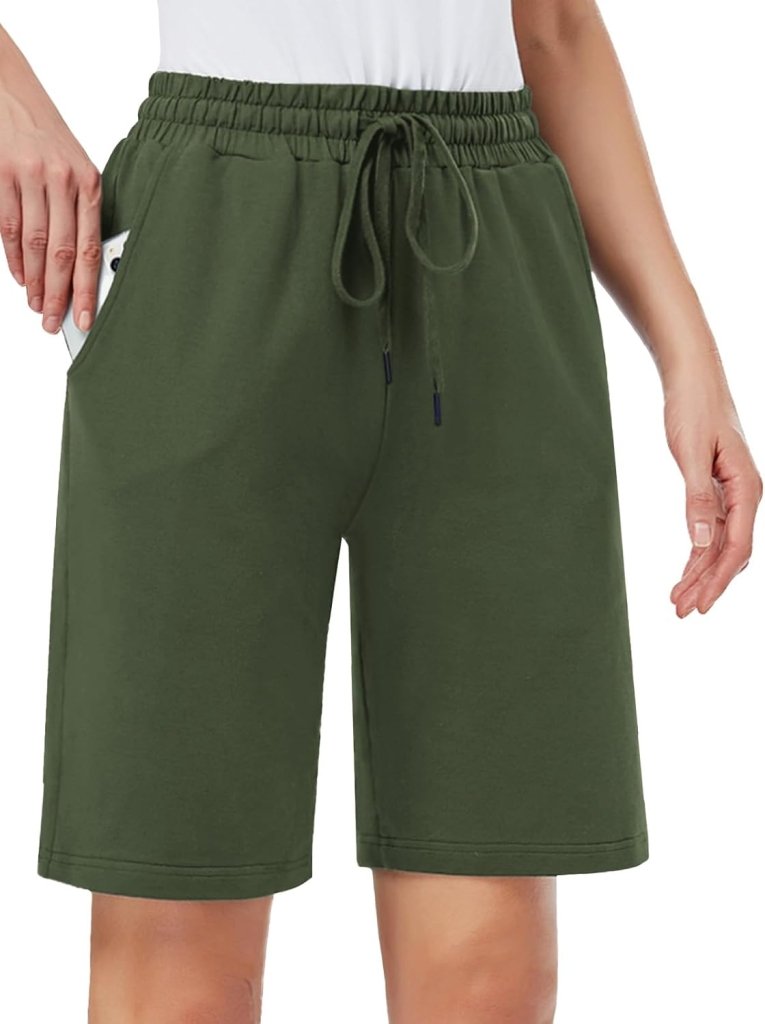 Laad afbeelding in Galerijviewer, MOVE BEYOND Bermudashort voor dames, 36 cm lang, 3 zakken, atletische yoga, gym, sweatshorts met trekkoord, lounge, slaapshorts - happygetfit.com

