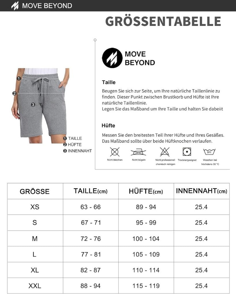 Laad afbeelding in Galerijviewer, MOVE BEYOND Bermudashort voor dames, 36 cm lang, 3 zakken, atletische yoga, gym, sweatshorts met trekkoord, lounge, slaapshorts - happygetfit.com
