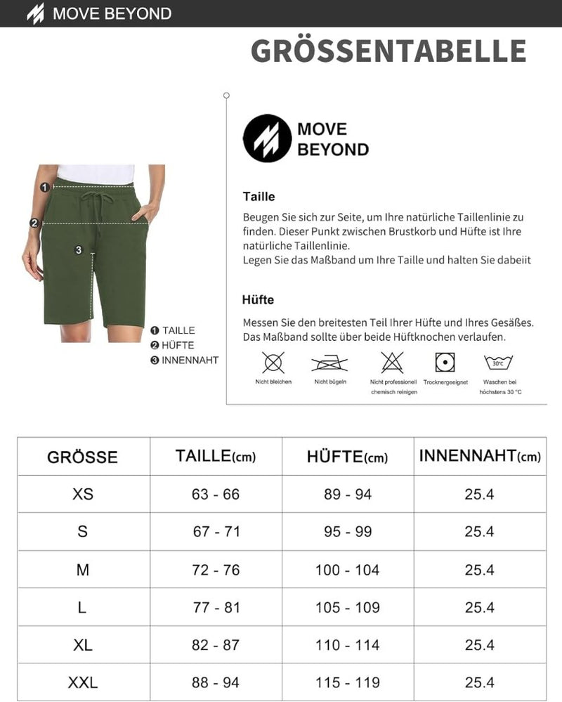 Laad afbeelding in Galerijviewer, MOVE BEYOND Bermudashort voor dames, 36 cm lang, 3 zakken, atletische yoga, gym, sweatshorts met trekkoord, lounge, slaapshorts - happygetfit.com
