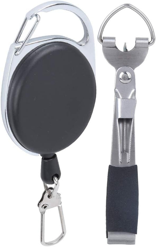 Multifunctioneel visgereedschap met lijnknipper en knopenmaker inclusief intrekbare sleutelhanger – knooptool – vliegvisaccessoires - happygetfit.com