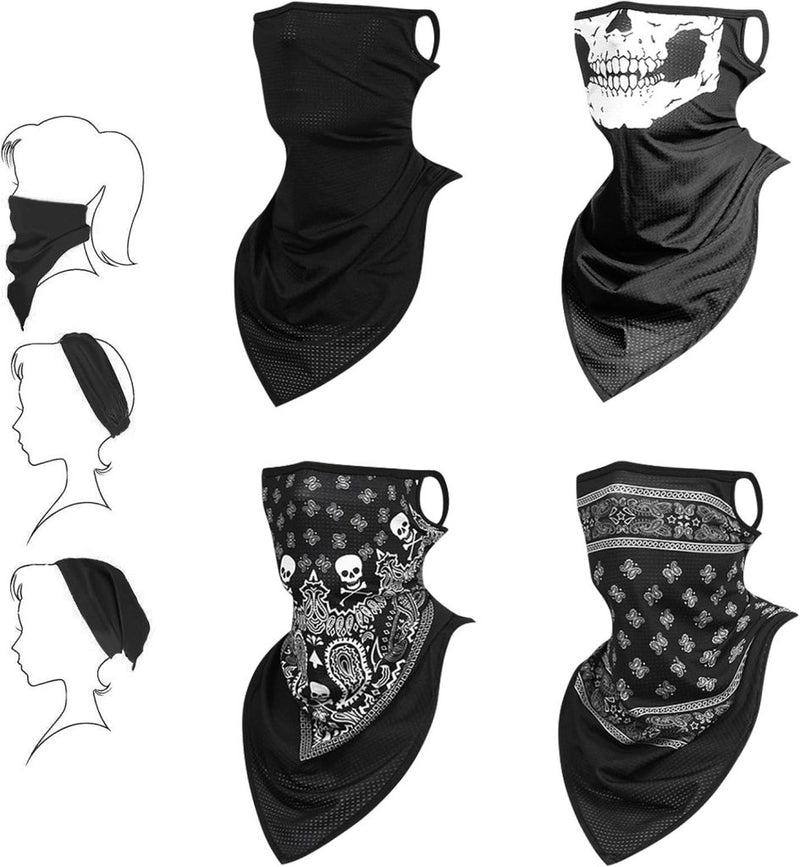 Laad afbeelding in Galerijviewer, Multifunctionele bandana's 4 stuks van ademend polyester met oorlussen voor fietsen motorrijden en wandelen – nekwarmer – gezichtssjaal - happygetfit.com
