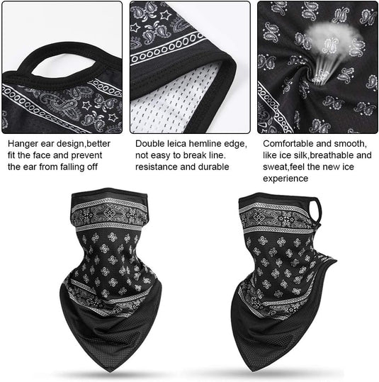 Multifunctionele bandana's 4 stuks van ademend polyester met oorlussen voor fietsen motorrijden en wandelen – nekwarmer – gezichtssjaal - happygetfit.com