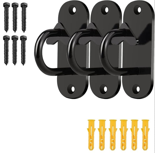 Muurankers voor weerstandsbanden set van 3 zwart - happygetfit.com