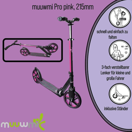 muuwmi Aluminium step Neon – step, 180 mm, ABEC 5, GS-getest, in hoogte verstelbaar, wielen met ledverlichting, groen-zwart - happygetfit.com