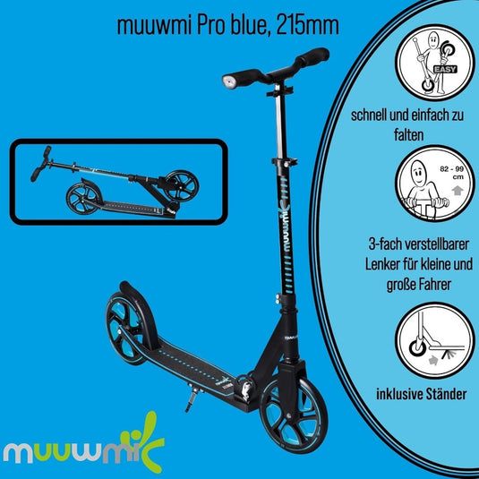 muuwmi Aluminium step Neon – step, 180 mm, ABEC 5, GS-getest, in hoogte verstelbaar, wielen met ledverlichting, groen-zwart - happygetfit.com