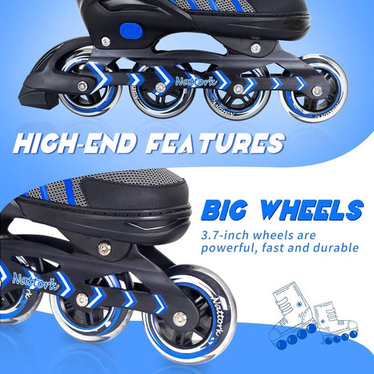 Nattork Verstelbare inline skates voor kinderen en volwassenen met oplichtend wiel, outdoor en indoor verlichte rolschaatsen voor jongens en meisjes, beginners - happygetfit.com