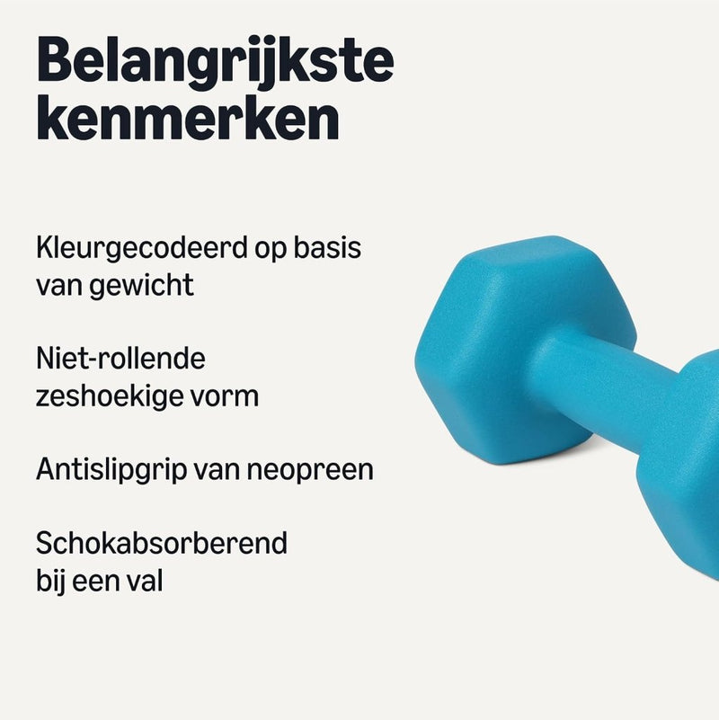 Laad afbeelding in Galerijviewer, Neopreen halterset met zeshoekige antislip dumbbells in verschillende gewichten – handgewichten – krachttraining - happygetfit.com
