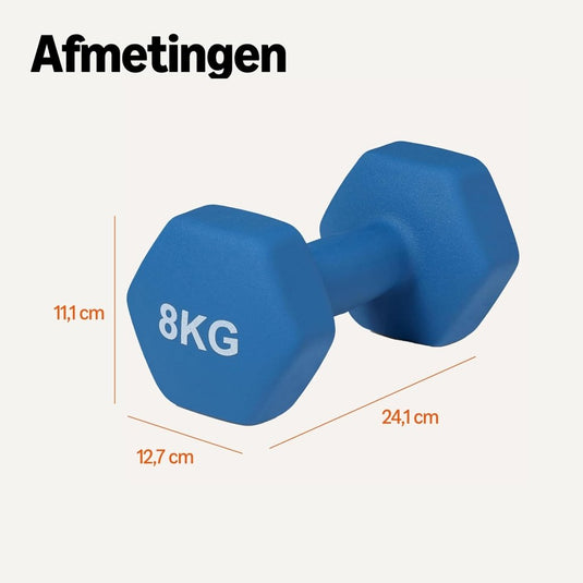 Neopreen halterset met zeshoekige antislip dumbbells in verschillende gewichten – handgewichten – krachttraining - happygetfit.com