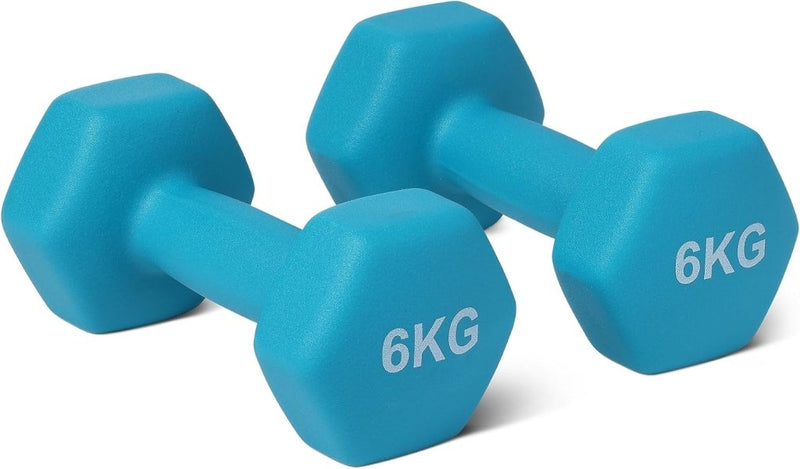 Laad afbeelding in Galerijviewer, Neopreen halterset met zeshoekige antislip dumbbells in verschillende gewichten – handgewichten – krachttraining - happygetfit.com
