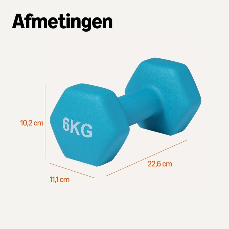 Laad afbeelding in Galerijviewer, Neopreen halterset met zeshoekige antislip dumbbells in verschillende gewichten – handgewichten – krachttraining - happygetfit.com
