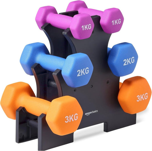 Neopreen halterset met zeshoekige antislip dumbbells in verschillende gewichten – handgewichten – krachttraining - happygetfit.com