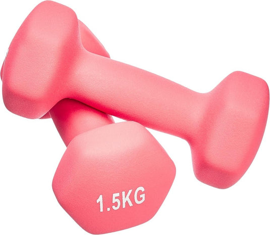 Neopreen halterset met zeshoekige antislip dumbbells in verschillende gewichten – handgewichten – krachttraining - happygetfit.com
