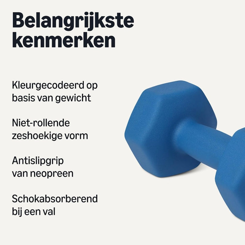 Laad afbeelding in Galerijviewer, Neopreen halterset met zeshoekige antislip dumbbells in verschillende gewichten – handgewichten – krachttraining - happygetfit.com
