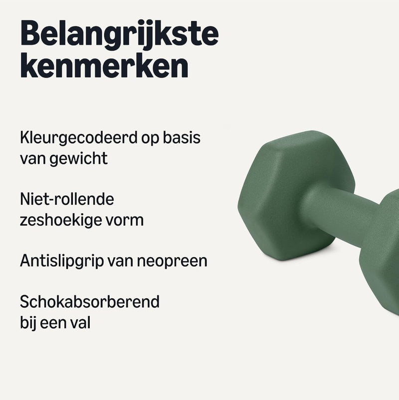 Laad afbeelding in Galerijviewer, Neopreen halterset met zeshoekige antislip dumbbells in verschillende gewichten – handgewichten – krachttraining - happygetfit.com

