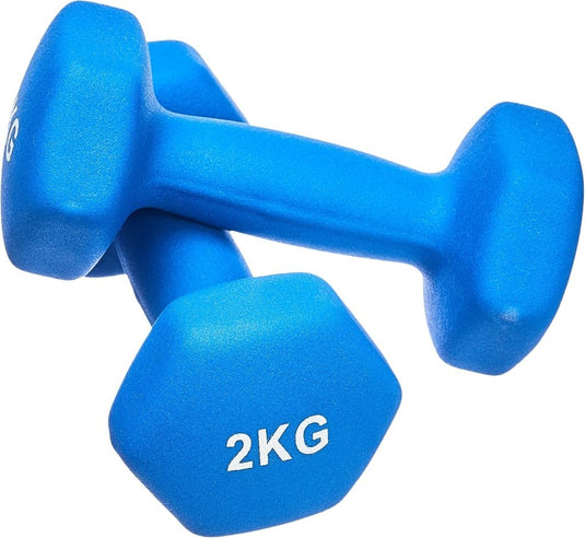 Neopreen halterset met zeshoekige antislip dumbbells in verschillende gewichten – handgewichten – krachttraining - happygetfit.com