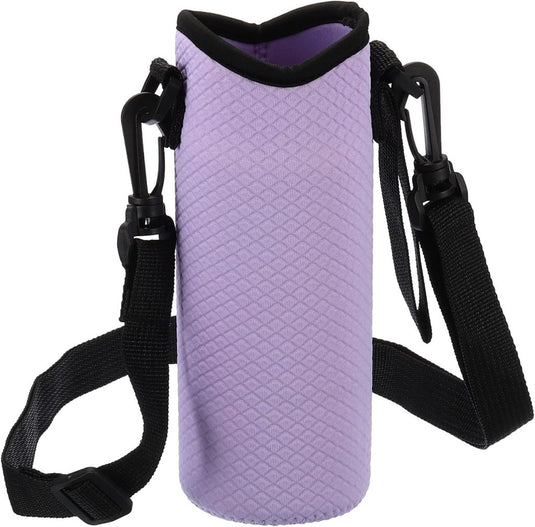 Neopreen waterfles sling bag 66x185 mm - Geïsoleerde flessenhouder met verstelbare schouderriem - Waterfles draagtas kamperen & wandelen - happygetfit.com