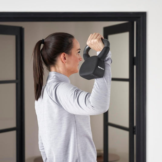 Neoprene Cast-Iron Kettlebell, Black - happygetfit.com