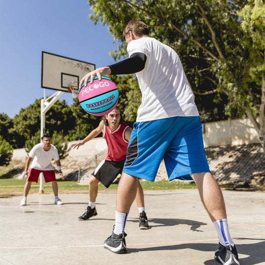 Official Rubber Basketball Outdoor Indoor Mens Basketball Ball Size 3/4/5/6/7 for Kids Youth Teen Boys and Girls Gift Ideas(Without Pump) - happygetfit.com