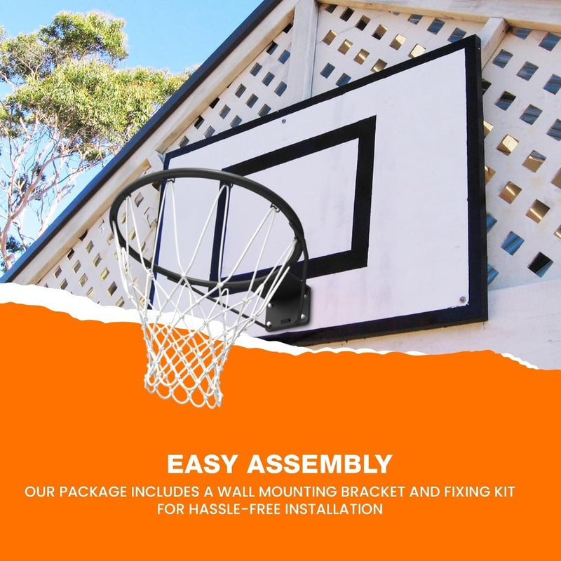 Laad afbeelding in Galerijviewer, Officiële maat (45 cm) basketbal ring, net en muurbevestiging creolen. Geschikt voor volwassenen en kinderen - happygetfit.com
