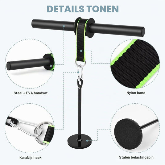 Onderarmtrainer met polsroller van staal en antislip handgreep voor krachttraining – polstrainer – gripversterker - happygetfit.com