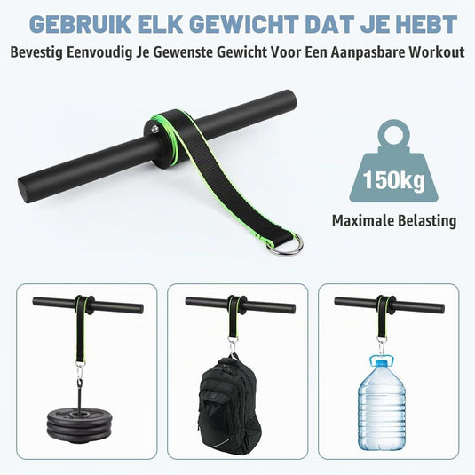 Onderarmtrainer met polsroller van staal en antislip handgreep voor krachttraining – polstrainer – gripversterker - happygetfit.com