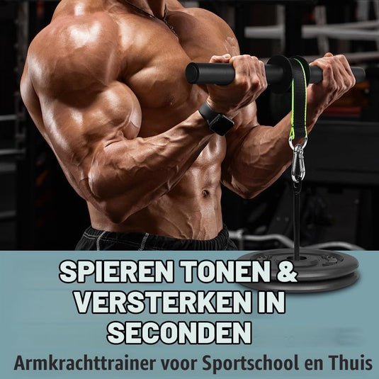 Onderarmtrainer met polsroller van staal en antislip handgreep voor krachttraining – polstrainer – gripversterker - happygetfit.com